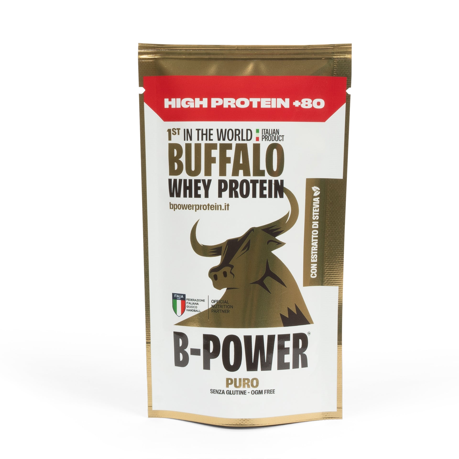 +80 High Protein with Stevia - Buffalo Whey Pure Flavour - Protein Powder - Single-serving Sachet