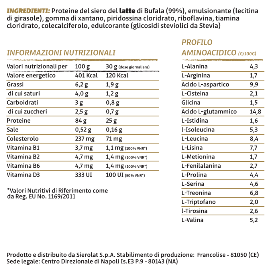 +80 High Protein con Stevia - Buffalo Whey - Proteine in Polvere - Gusto Puro